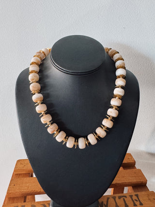 Cream & Ivory Slim Beaded Necklace