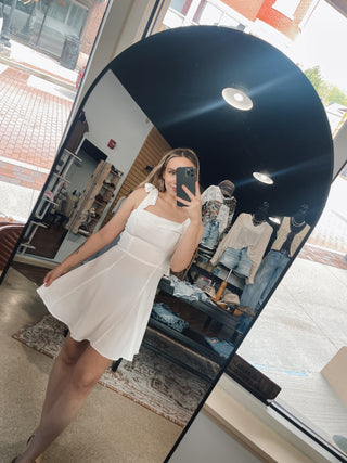 Airy Square Neck Dress with Tie Strap Detail
