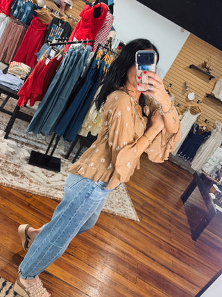 Mocha Meadow Embroidered Top