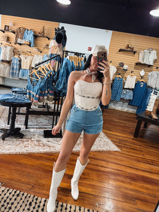 Retro Button High Waist Denim Shorts