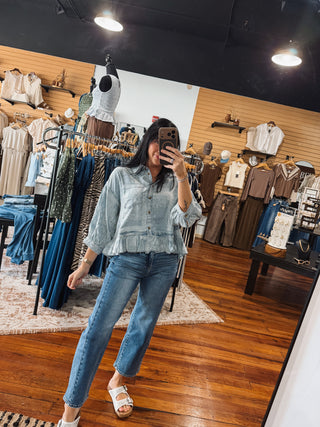 Blue Paisley Ruffle Top