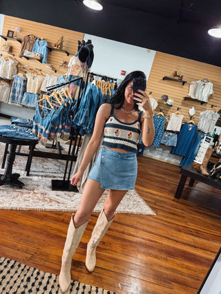 Light Wash Asymmetrical Wrap Skort