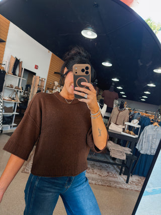 Mocha Knit Drop Sleeve Top