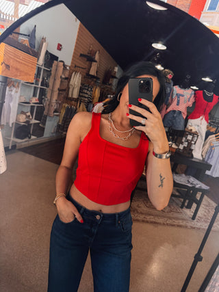 Scarlet Structured Cropped Tank