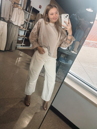Taupe Statement Sleeve Top