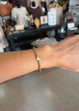 Kendra Scott - Mini Elaina Stretch Bracelet - Gold Pearl