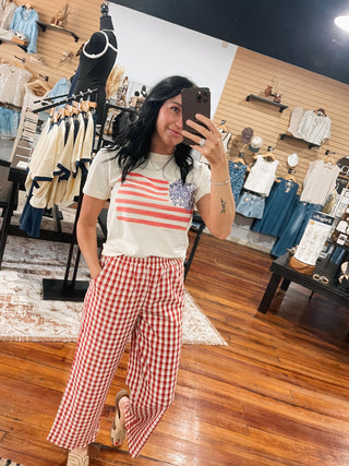 Red Gingham Flow Pants