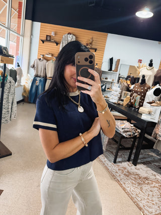 Everyday Navy Knit Top