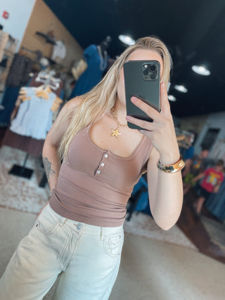 Soft Mocha Henley Tank