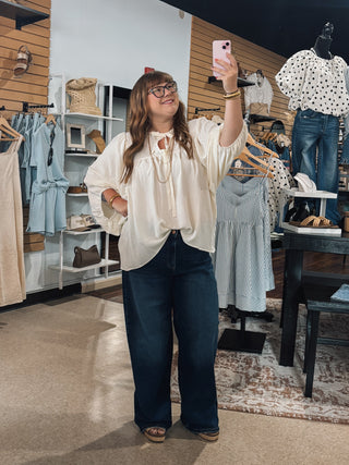 Ivory Flow Bow Neck Top