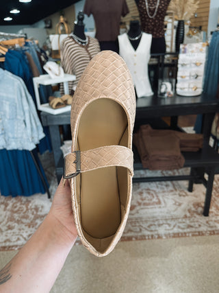 Sand Woven Mary Janes