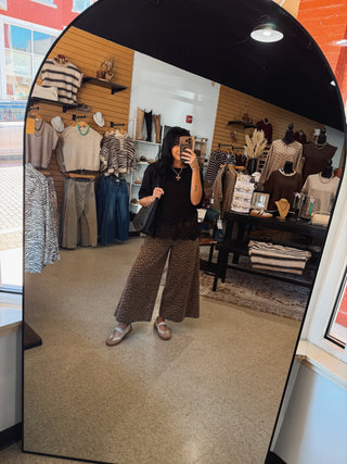 Mocha Leopard Wide Leg Pants