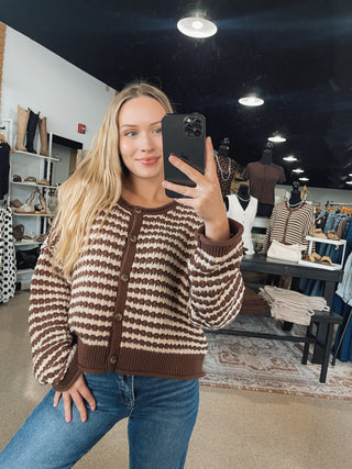 Espresso & Cream Chunky Knit Cardi