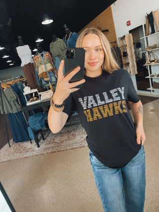 Retro Stripe Valley Hawks Graphic Top