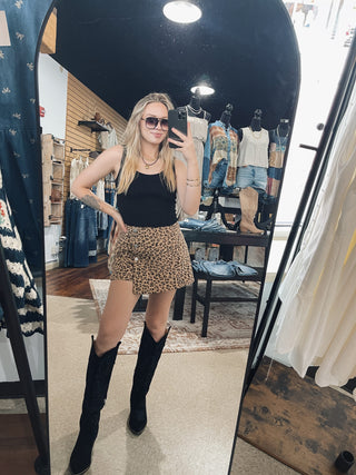 Leopard Asymmetrical Wrap Skort