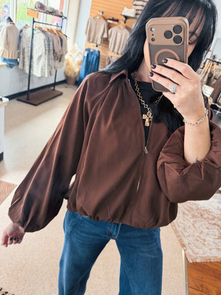 Brown Bubble Bomber Jacket