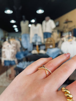 Delicate Crossed Band Ring
