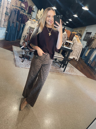 Deep Brown Draped Sleeve Top