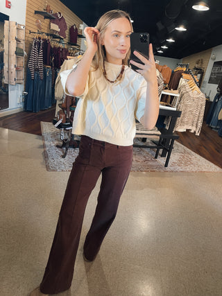 Ivory Cross Knit Sweater Top