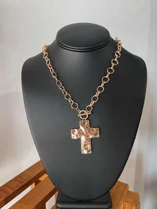 Hammered Cross Necklace