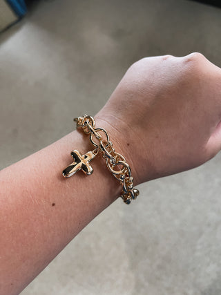 Golden Chained Cross Bracelet