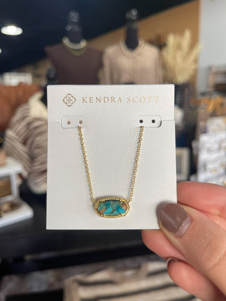 Kendra Scott - Elisa Gold Pendant Necklace - Bronze Veined Turquoise