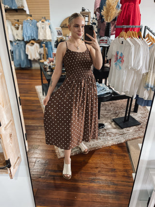 Espresso Polka Dot Midi Dress