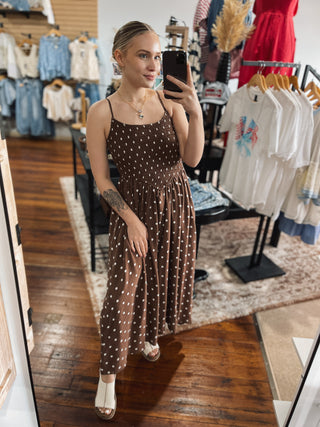 Espresso Polka Dot Midi Dress