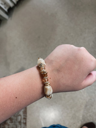 Soft Amber and Cream Stone Bracelet