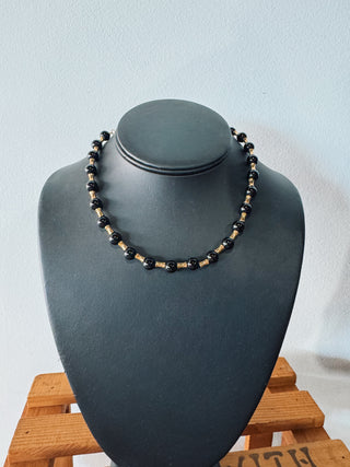 Black Glossed Beaded Necklace