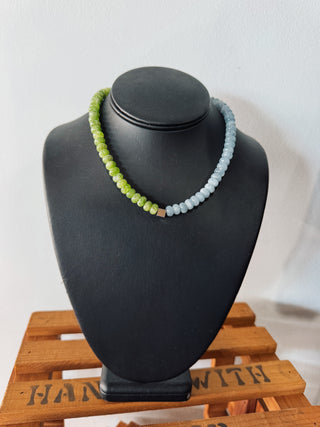 Aqua & Sage Accented Beaded Necklace