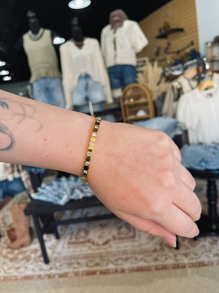 Hex Gold & Crystal Cuff Bracelet