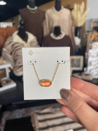 Kendra Scott - Elisa Gold Pendant Necklace - Burnt Orange Mother of Pearl