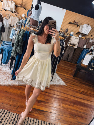 Buttercream Embroidered Fit & Flare Dress
