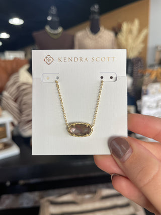 Kendra Scott - Elisa Gold Pendant Necklace - Taupe Mother of Pearl