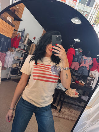 Floral Americana Flag Top