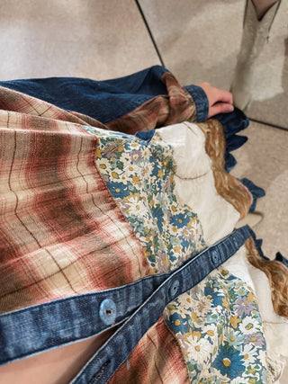 Vintage Vibe Patchworked Denim Shacket