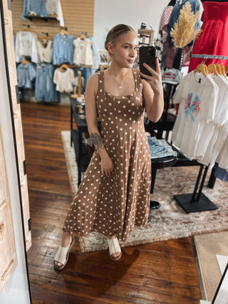 Cocoa Cream Polka Dot Dress