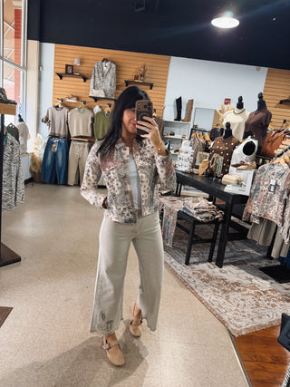 RISEN Ecru Floral Eyelet Jeans