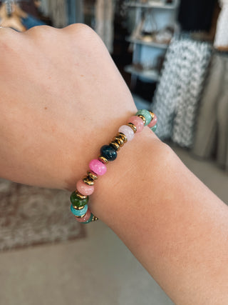 Multicolor Golden Accented Stretch Bracelet
