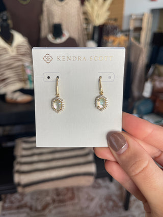 Kendra Scott - Daphne Crystal Frame Gold Drop Earrings - Ivory Mother of Pearl
