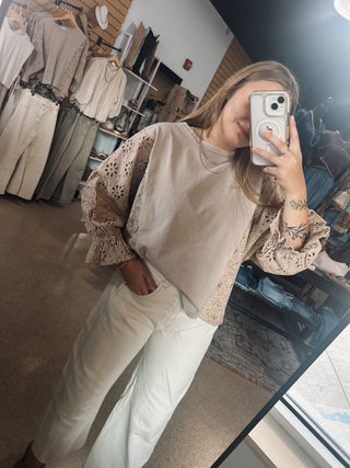 Taupe Statement Sleeve Top