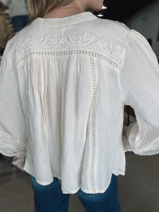 Ivory Embroidered Boho Blouse