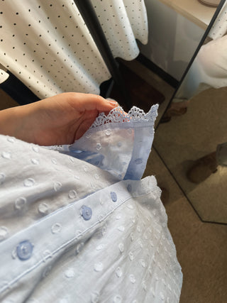 Powder Blue Swiss Dot Sleeveless Top