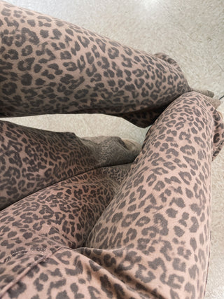 RISEN Dark Leopard Wide Crop Jeans