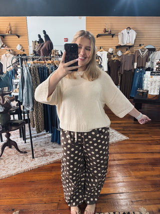 Cream Knit Drop Sleeve Top