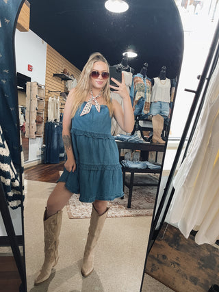 Tiered Denim Babydoll Dress