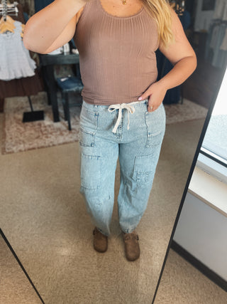 Tawny Laced Ribbed Tank