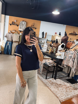 Everyday Navy Knit Top