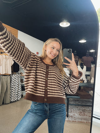 Espresso & Cream Chunky Knit Cardi
